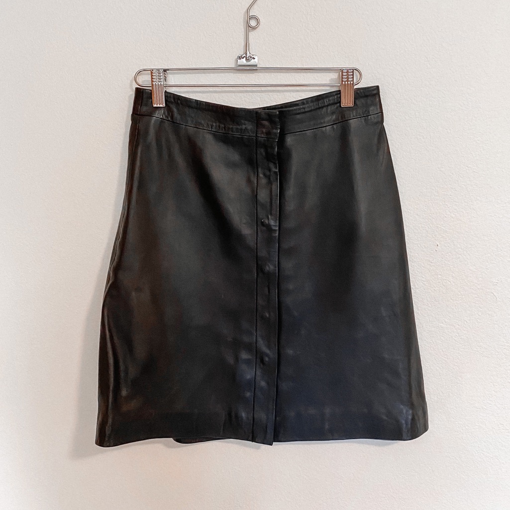 All Saints Leather High-Waisted Leather Skirt